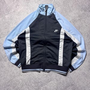 Vintage Nike Track Jacket 90s Size M | Black Grey Full Zip Swoosh Jacket | Y2K Streetwear Nike Sportswear| Zip Up Oversized