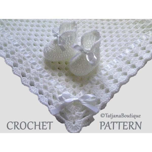 PATRÓN de crochet Manta y patucos para bebé, patrón de manta para bebé a crochet, patrón de manta para bebé a crochet, patrón de patucos para bebé a crochet PDF #12