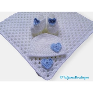 Crochet PATTERN Baby Blanket, Hat and Booties, crochet baby blanket pattern, crochet baby hat pattern, crochet baby booties pattern PDF #26