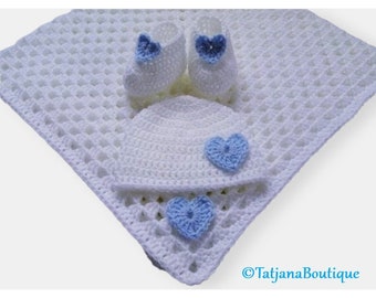 Crochet PATTERN Baby Blanket, Hat and Booties, crochet baby blanket pattern, crochet baby hat pattern, crochet baby booties pattern PDF #26