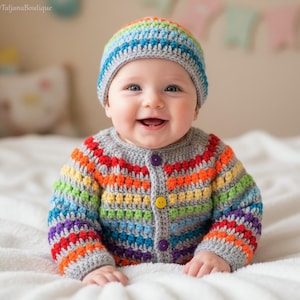 Cardigan Arcobaleno per Donna, Cardigan A Maniche Lunghe, Multicolore