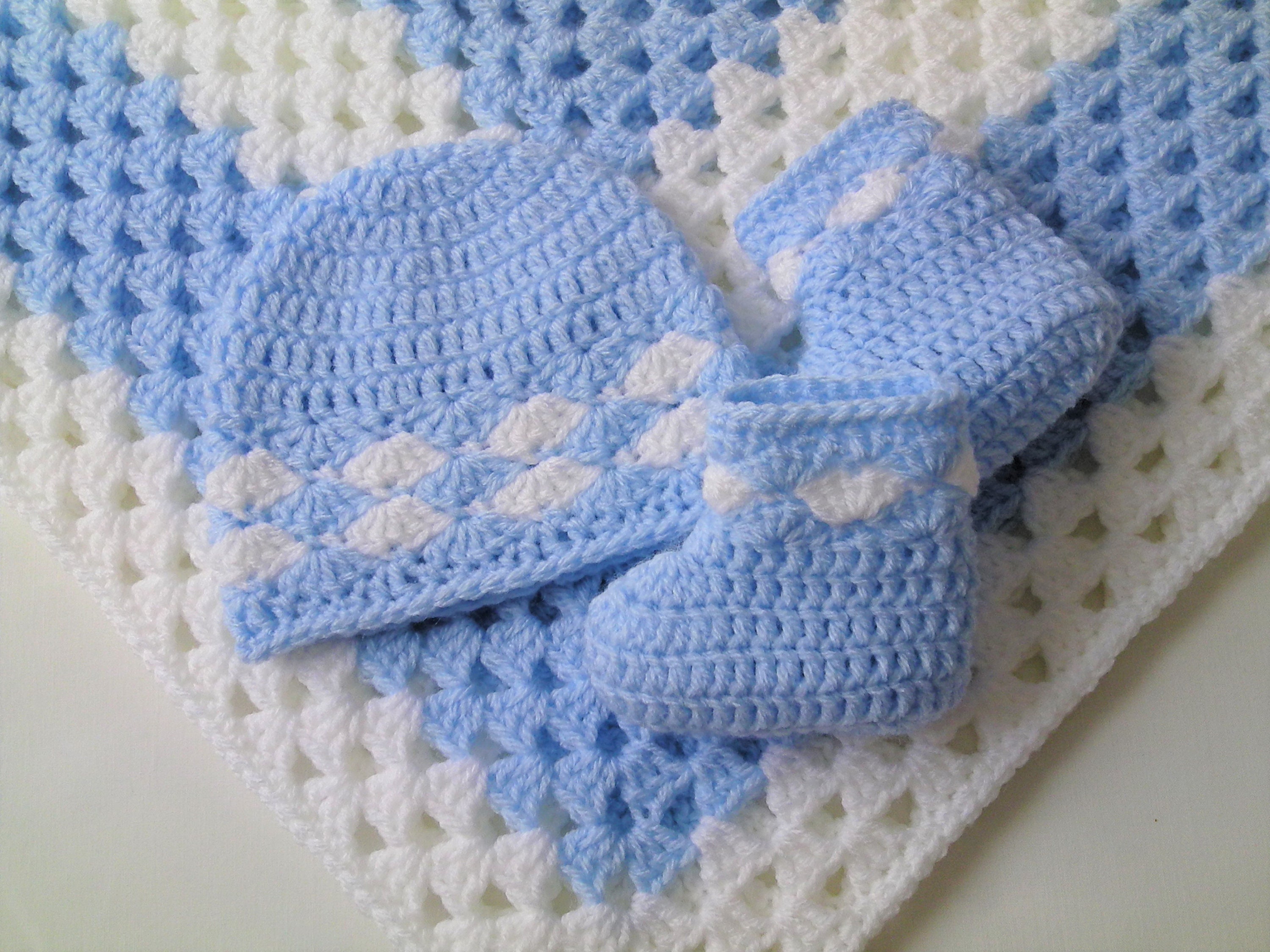 Crochet Pattern Baby Blanket Baby Hat and Booties Set Etsy