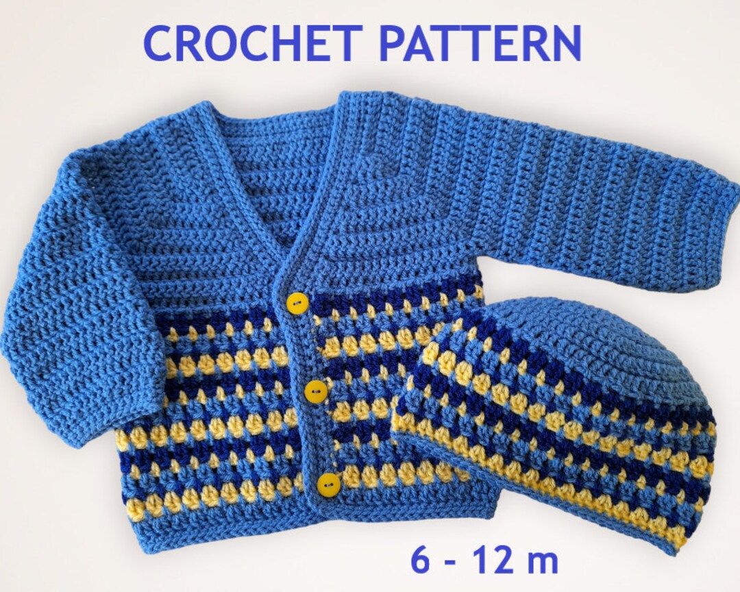 Crochet Pattern Baby Cardigan and Hat Crochet Baby Cardigan Etsy UK