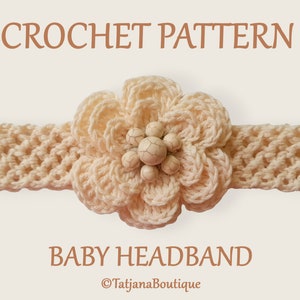Crochet Pattern Baby Headband, cotton baby stretchy headband with flower crochet pattern, crochet flower pattern, baby hair band PDF 185 image 2