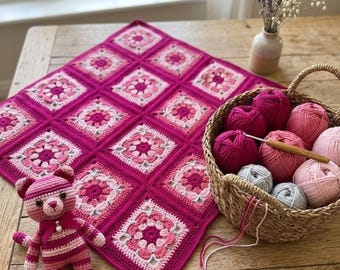 Crochet Pattern Granny Square Baby Blanket, PDF #183