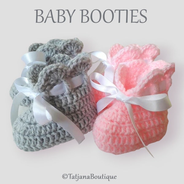 Häkelanleitung Baby Booties, Baby Booties Häkelanleitung, Häkelschuhe Baby Häkelanleitung, Baby Booties Häkelanleitung Satinband PDF #28