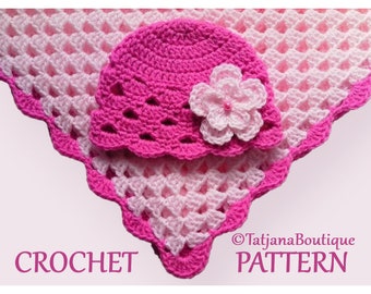 Crochet Pattern Baby Blanket and Hat, crochet baby blanket pattern, baby blanket crochet pattern, baby hat crochet pattern, PDF #41