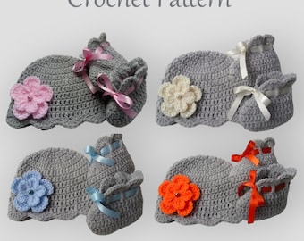 Crochet PATTERN Baby Hat Booties, crochet baby hat pattern, crochet baby booties pattern, baby hat booties flower crochet pattern, PDF #29