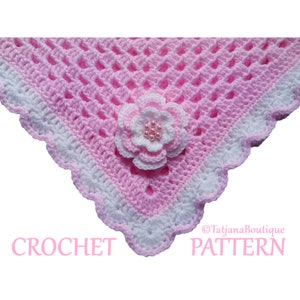 Crochet Pattern Baby Blanket, crochet baby blanket pattern, baby blanket crochet pattern, crochet flower pattern, pink baby blanket PDF #47