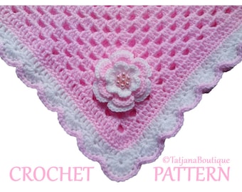 Crochet Pattern Baby Blanket, crochet baby blanket pattern, baby blanket crochet pattern, crochet flower pattern, pink baby blanket PDF #47