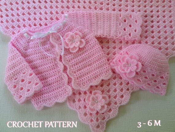 Crochet Pattern Baby Blanket Hat Cardigan Baby Blanket - Etsy UK