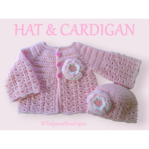 Crochet Pattern Baby Cardigan Hat, baby crochet cardigan pattern, baby crochet hat pattern, baby sweater hat crochet pattern PDF #48