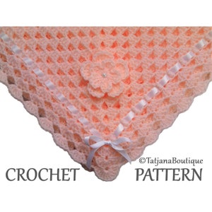 Crochet Pattern Baby Blanket, baby blanket crochet pattern, crochet baby blanket pattern, peach white blanket, crochet flower pattern PDF 38