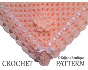 Crochet Pattern Baby Blanket, baby blanket crochet pattern, crochet baby blanket pattern, peach white blanket, crochet flower pattern PDF 38