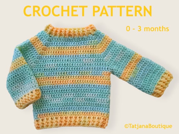 Crochet Baby Sweater Pattern, Unisex Jumper, PDF #188