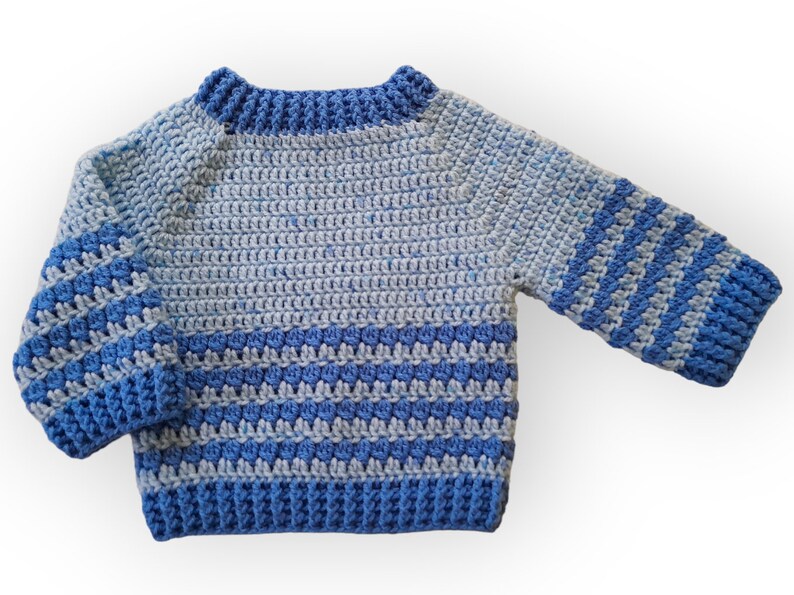 Crochet Baby Sweater, crochet baby clothes blue jumper, unisex baby crochet sweater jumper, blue baby sweater size 6 12 months image 2