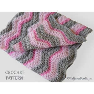 Crochet PATTERN Baby Blanket, Rippled Blanket crochet pattern, crochet baby blanket pattern, baby blanket crochet pattern PDF #58