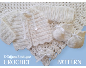 Crochet Pattern Baby Blanket, Cardigan and Booties, crochet baby blanket pattern, baby blanket pattern, baby cardigan booties pattern PDF#96