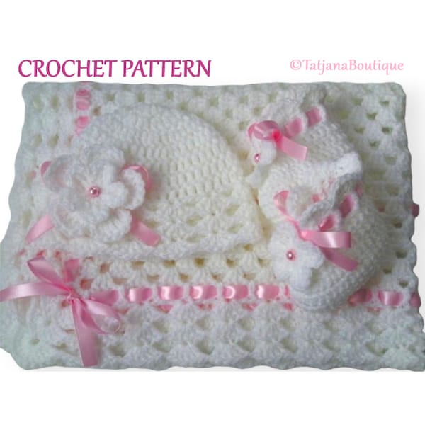 Crochet Pattern Baby Blanket, Hat and Booties, crochet baby blanket pattern, crochet baby hat pattern, crochet baby booties pattern PDF #11