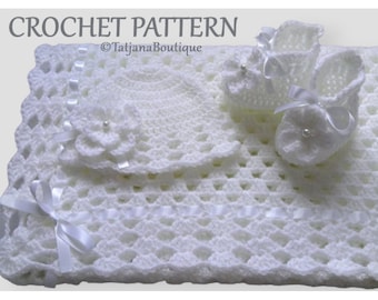 Crochet PATTERN Baby Blanket, Hat and Booties, baby blanket crochet pattern, crochet baby blanket pattern, hat booties crochet pattern PDF32