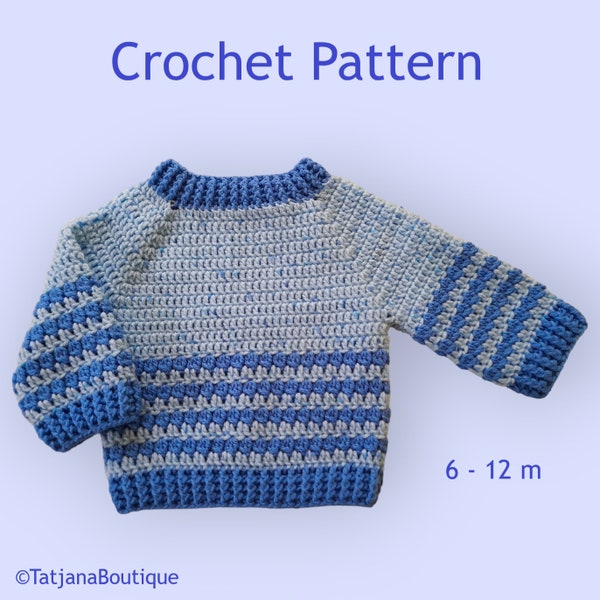 Crochet Pattern Baby Sweater, crochet baby sweater blue jumper pattern, crochet baby unisex sweater pattern, baby crochet pattern PDF #197