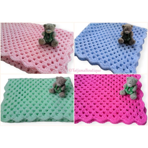 Crochet Baby Blanket, Baby Crochet Blanket, Baby Blue Pink Mint Crochet Blanket, Baby Shower Gift Baby Blanket, Newborn Baby Blanket Gift