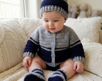 Crochet Baby Cardigan, Hat and Booties Pattern (3-6 Months), PDF #134
