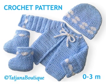 Crochet Pattern Baby Cardigan, Baby Hat and Booties Set, Digital Crochet Pattern, Baby Shower Gift, baby blue set crochet pattern, PDF #39