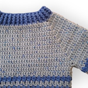 Crochet Baby Sweater, crochet baby clothes blue jumper, unisex baby crochet sweater jumper, blue baby sweater size 6 12 months image 3