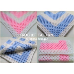 Crochet Pattern Baby Blanket, baby blanket crochet pattern, crochet baby blanket pattern, white blue pink crochet baby blanket pattern PDF36