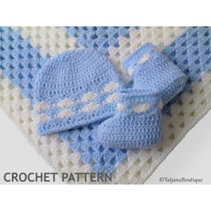 Crochet Pattern Baby Blanket Hat and Booties, baby blanket crochet pattern, crochet baby blanket pattern, baby crochet hat booties, PDF #35