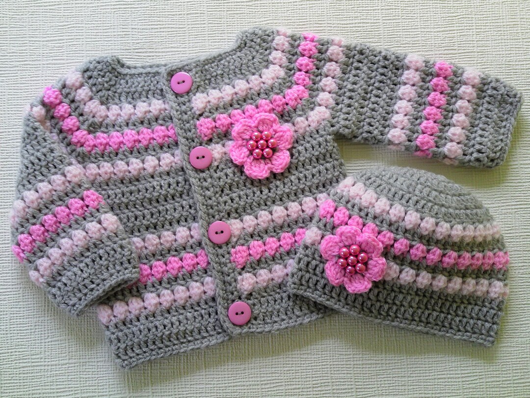 Crochet Baby Sweater Cardigan and Hat Set Baby Shower Gift - Etsy UK