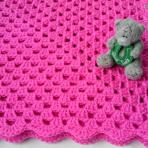 Crochet Baby Blanket, Baby Crochet Blanket, Baby Blue Pink Mint Crochet Blanket, Baby Shower Gift Baby Blanket, Newborn Baby Blanket Gift Hot Pink