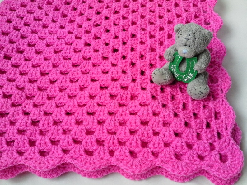 Crochet Baby Blanket, Baby Crochet Blanket, Baby Blue Pink Mint Crochet Blanket, Baby Shower Gift Baby Blanket, Newborn Baby Blanket Gift Hot Pink