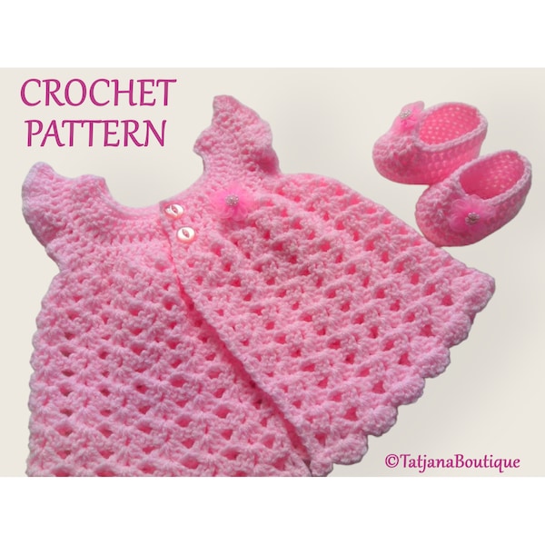 Crochet Pattern Baby Dress Booties, baby crochet dress pattern, crochet baby booties pattern, baby dress crochet pattern, pink baby booties