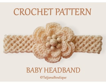 Crochet Pattern Baby Headband, Baby Girl Shower Gift, PDF #185