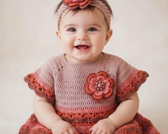 Crochet Baby Dress and Headband Pattern, 0-3 Months, PDF #154