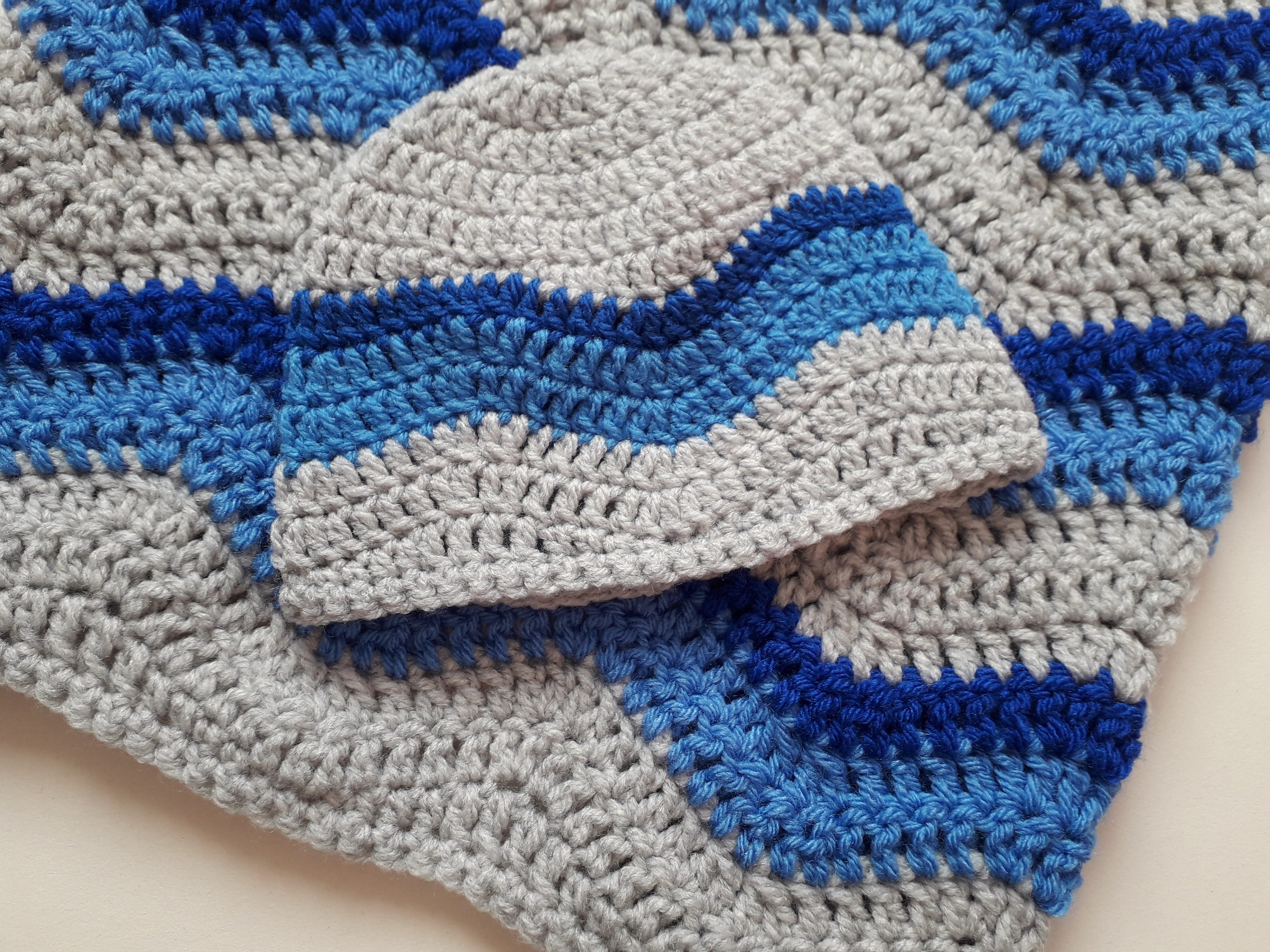 Crochet Baby Blanket and Baby Hat Set ripple blanket Gift Etsy
