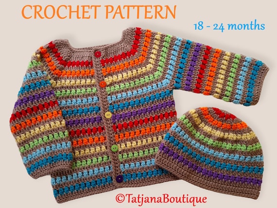 Cardigan e cappello arcobaleno per bambini con motivo all