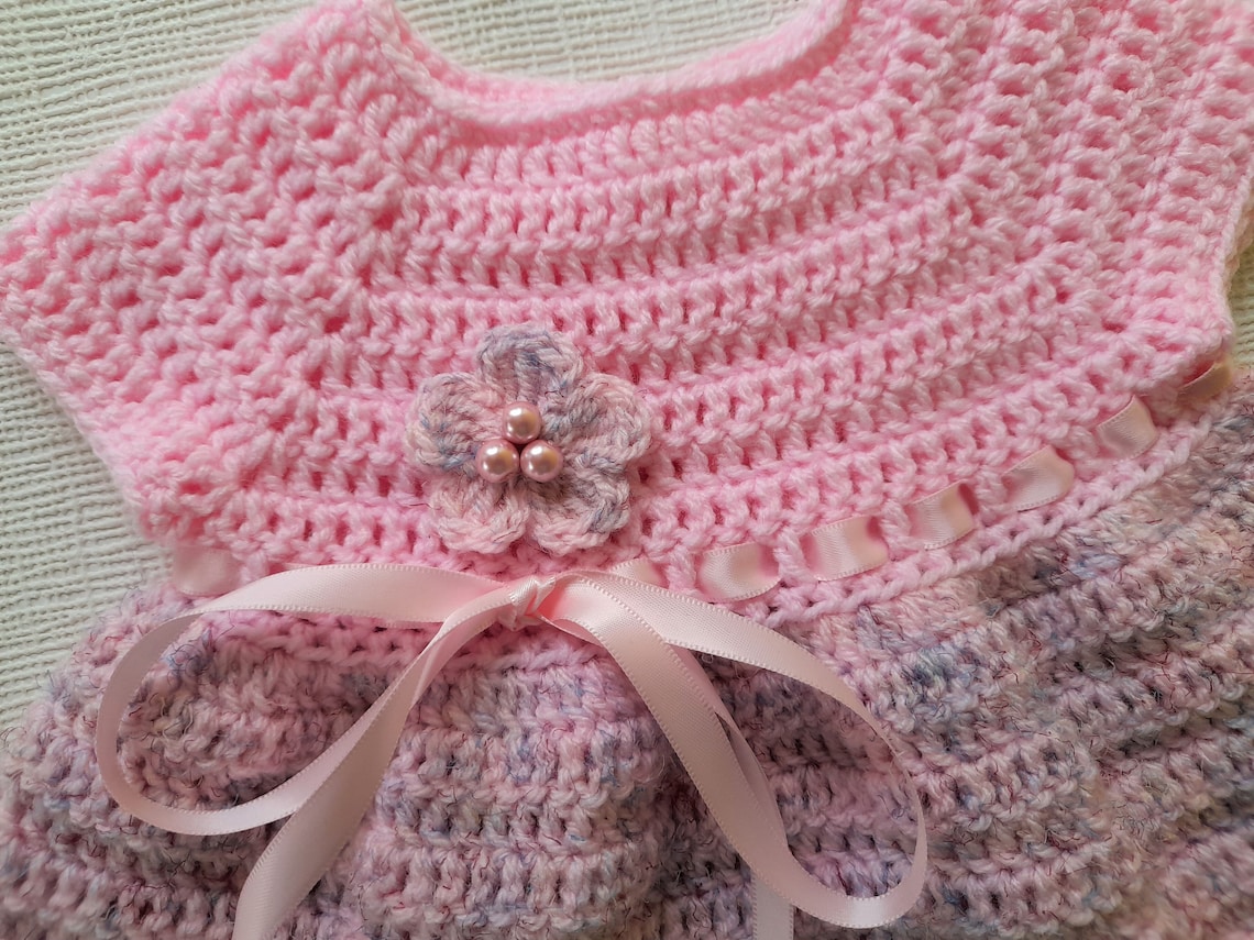 Crochet Baby Cardigan and Dress Set Baby Gift Pink Cardigan Etsy UK