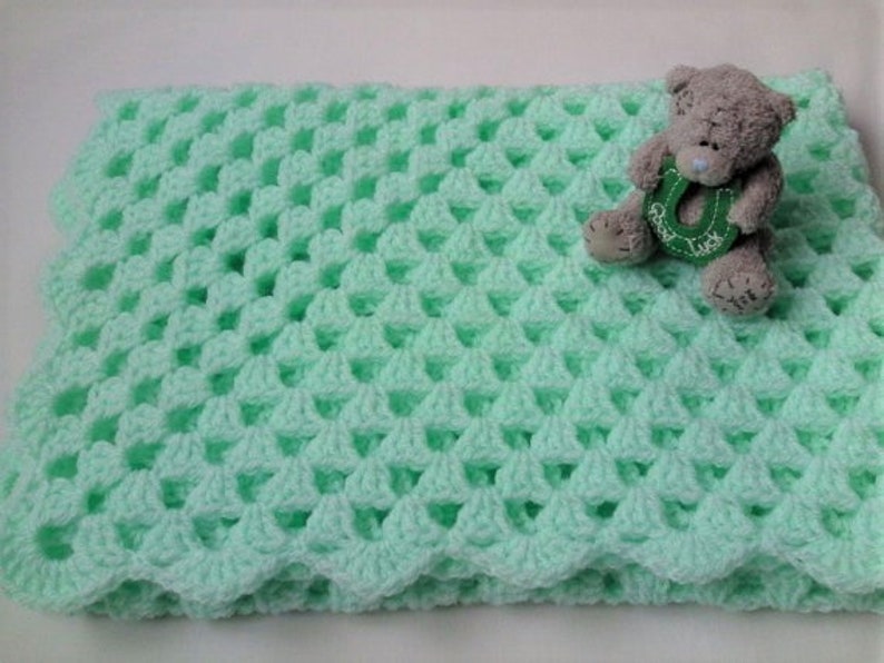 Crochet Baby Blanket, Baby Crochet Blanket, Baby Blue Pink Mint Crochet Blanket, Baby Shower Gift Baby Blanket, Newborn Baby Blanket Gift Mint