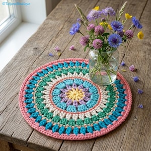 Crochet Pattern Table Mat Mandala, Cotton Crochet Home Decor, PDF #49