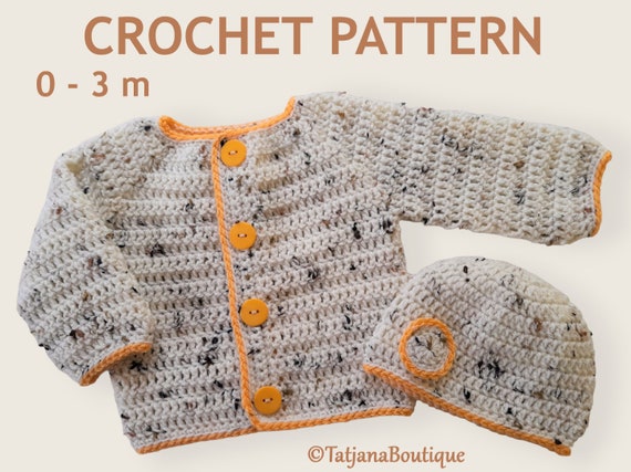 Crochet Pattern Baby Cardigan Hat, Baby Crochet Cardigan Hat