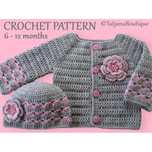 Crochet Pattern Baby Cardigan and Hat, baby cardigan crochet pattern, crochet pattern baby hat, crochet baby sweater hat pattern PDF #51