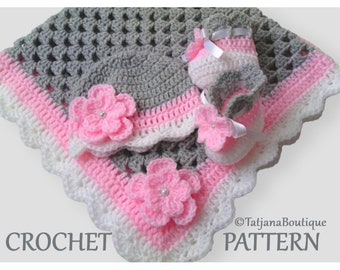 Crochet Pattern Baby Blanket, Hat and Booties, baby blanket crochet pattern, crochet baby blanket pattern, crochet hat booties pattern PDF43