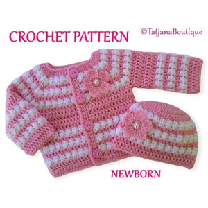 Crochet Pattern Baby Cardigan Hat, crochet baby cardigan pattern, baby crochet hat pattern, baby cardigan and hat crochet pattern, PDF #74