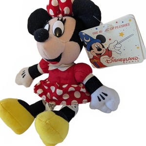 Peluche vintage de Minnie Mouse de Disneyland París, año 2000, con etiqueta litográfica, 21 cm. imagen 3