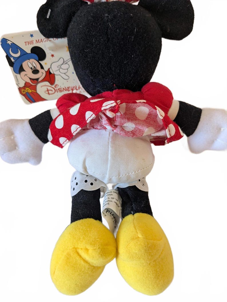 Peluche vintage de Minnie Mouse de Disneyland París, año 2000, con etiqueta litográfica, 21 cm. imagen 7