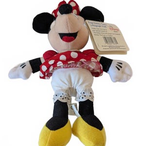 Peluche vintage de Minnie Mouse de Disneyland París, año 2000, con etiqueta litográfica, 21 cm. imagen 8