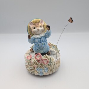 Figura musical vintage de Tom Kitten de El Mundo de Beatrix Potter, 1996, Au Clair De La Lune
